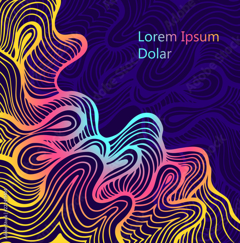 Abstract handmade waves folds background  in dark blue orange pink cyan for concept of transformation or for metamorphosis or mapping and for wallpaper on gadget or other things 