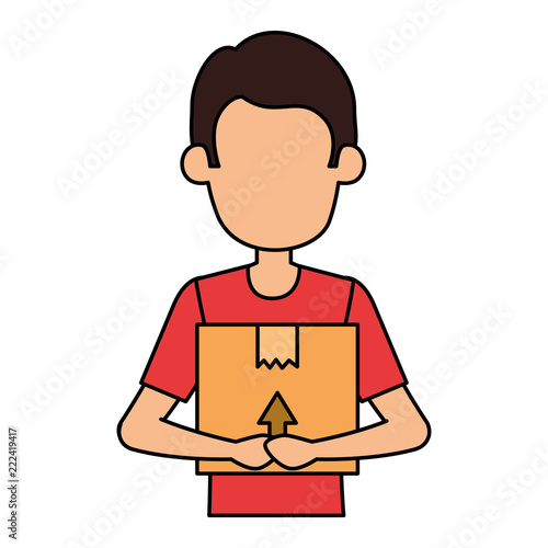 delivery worker lifting box character