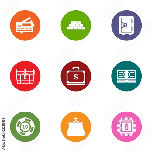 Attachment of the casino icons set. Flat set of 9 attachment of the casino vector icons for web isolated on white background