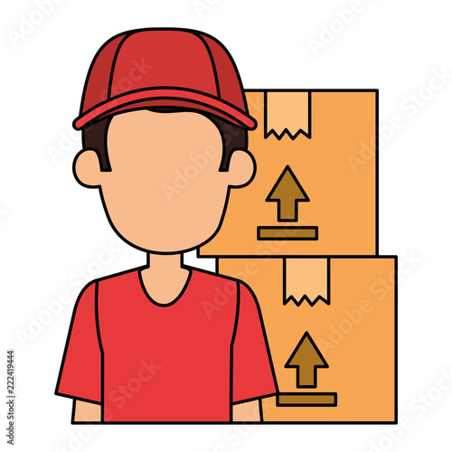 delivery worker with boxes