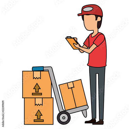 delivery worker with cart