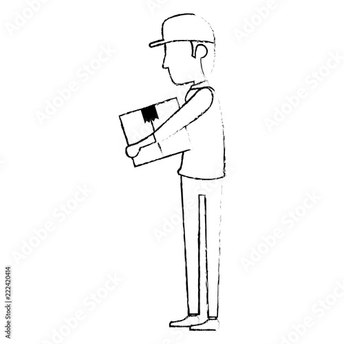 delivery worker lifting box character