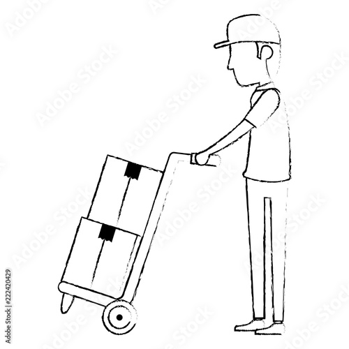 delivery worker with cart
