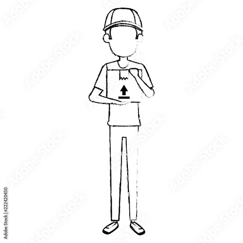 delivery worker lifting box character