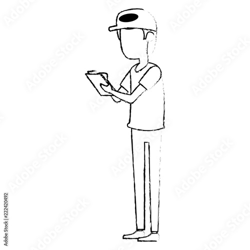 delivery worker with checklist