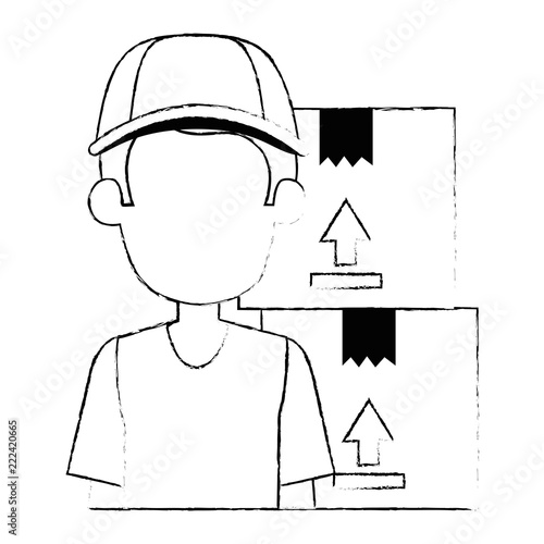 delivery worker with boxes