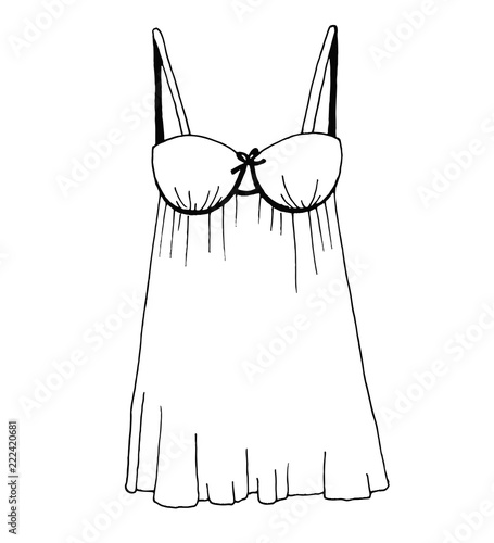 Sketch lingerie. Sexy nightgown. Vector illustration of a sketch style.