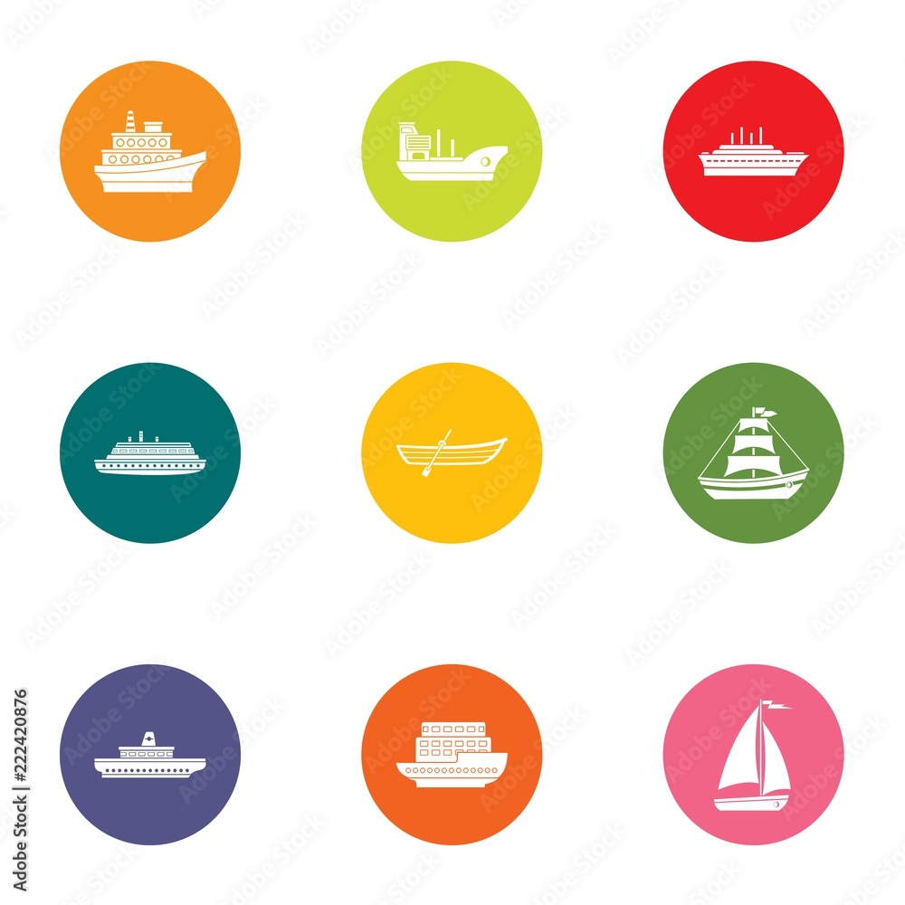 Dinghy icons set. Flat set of 9 dinghy vector icons for web isolated on white background Dinghy icons set. Flat set of 9 dinghy vector icons for web isolated on white background