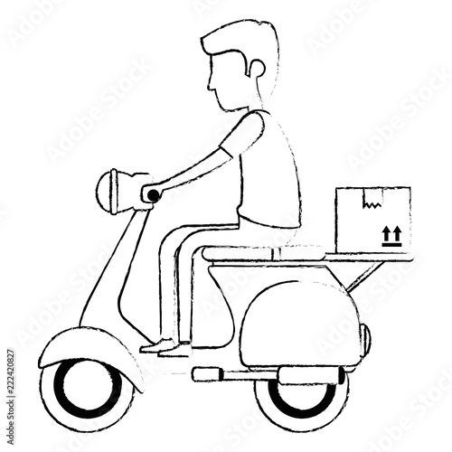 delivery worker in motorcycle