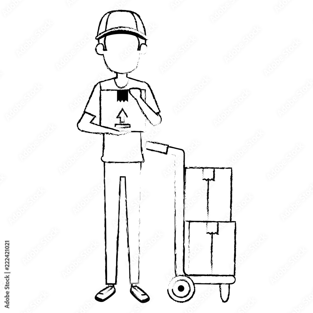 delivery worker with cart delivery worker with cart