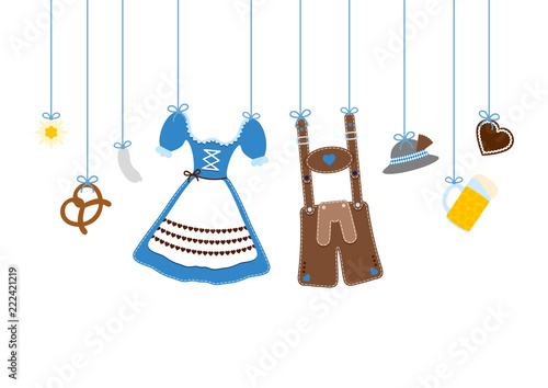 Straight Hanging Octoberfest Symbols Dark Blue
