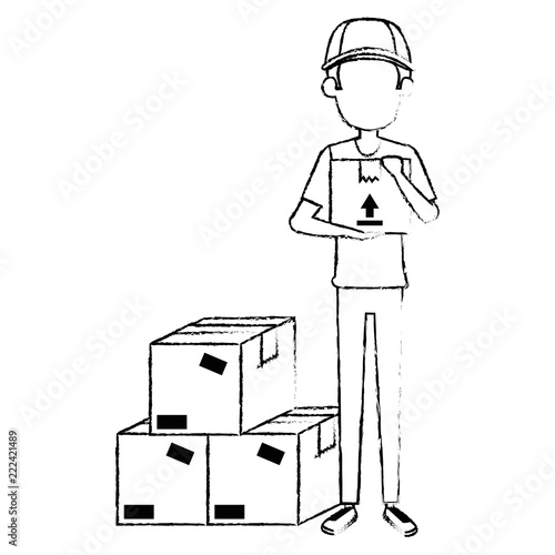 delivery worker with boxes