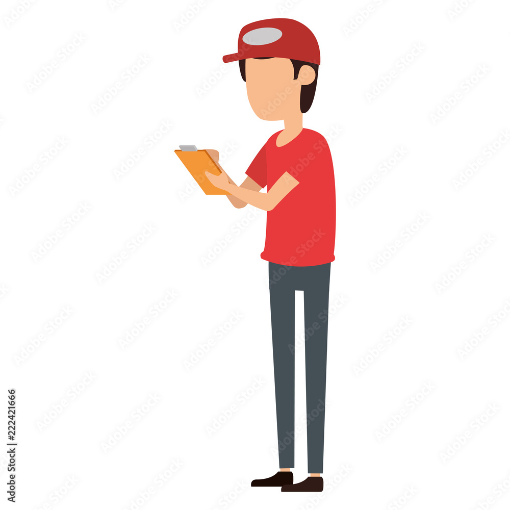 delivery worker with checklist delivery worker with checklist