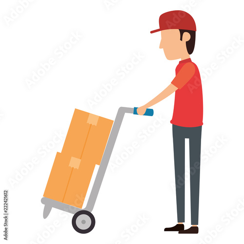delivery worker with cart