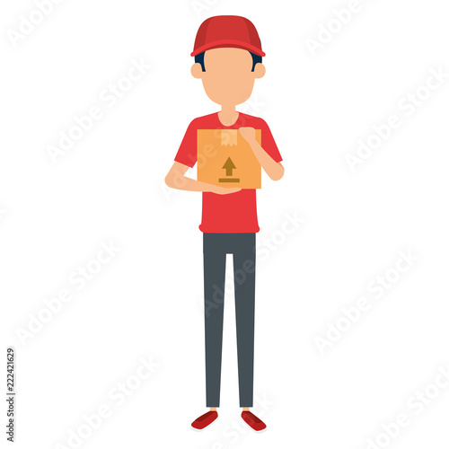 delivery worker lifting box character