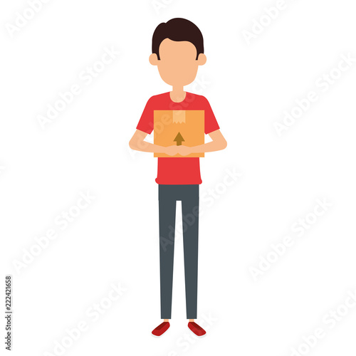 delivery worker lifting box character