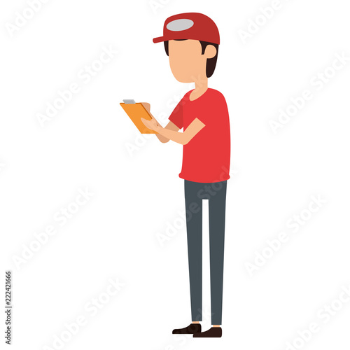 delivery worker with checklist