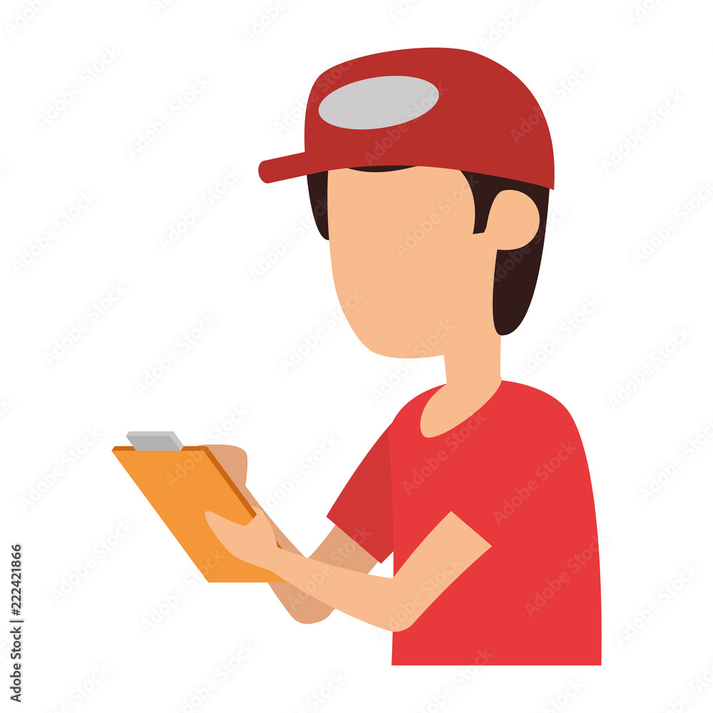 delivery worker with checklist delivery worker with checklist