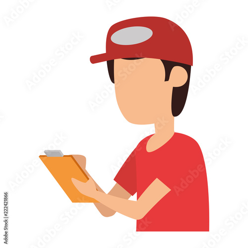 delivery worker with checklist