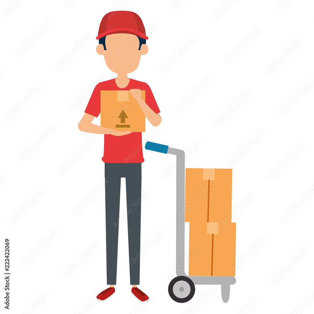 delivery worker with cart delivery worker with cart