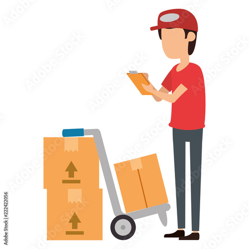 delivery worker with cart