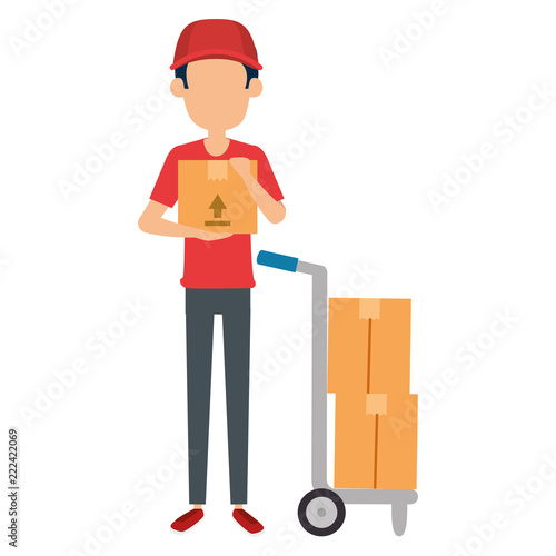 delivery worker with cart