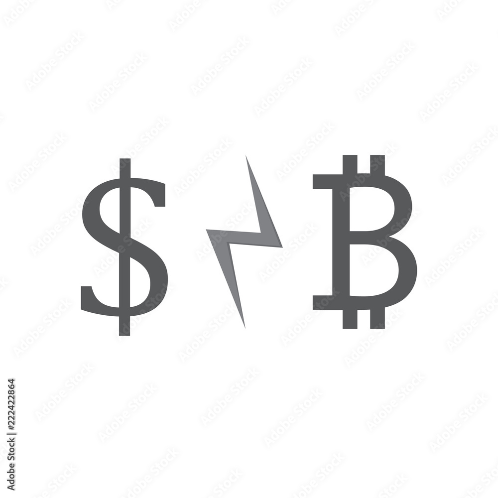 dollar and bitcoin crysis vector desing illustration dollar and bitcoin crysis vector desing illustration
