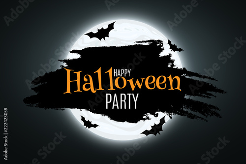 Halloween. A festive banner for your design. bats around the moon. Vector illustration.