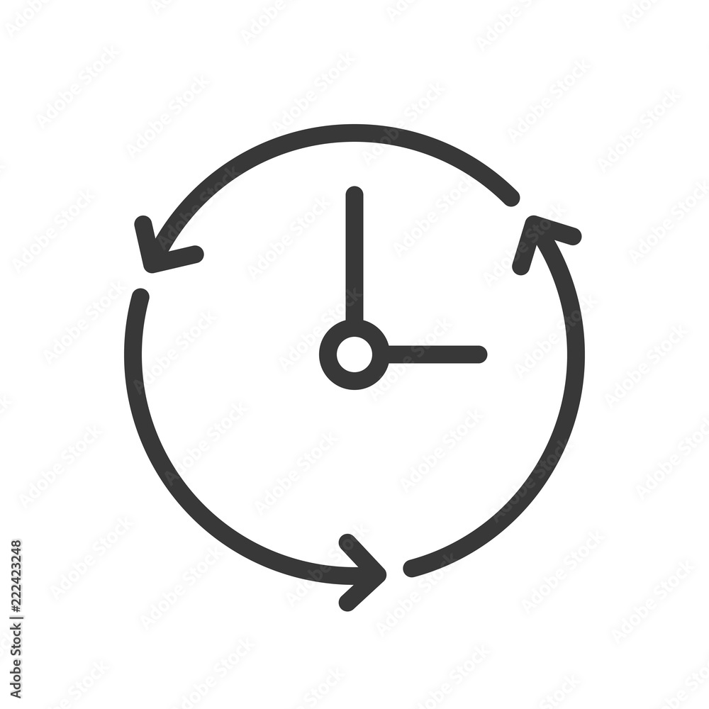 clock and arrow icon, pixel perfect outline design editable stroke clock and arrow icon, pixel perfect outline design editable stroke