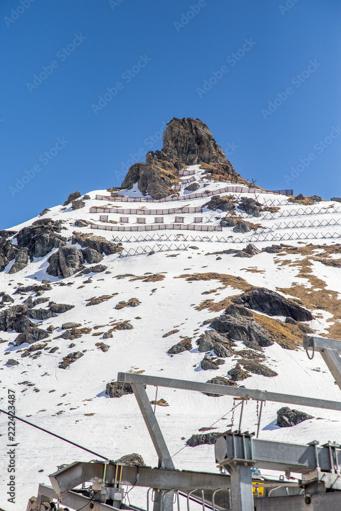 Fototapeta premium Skilifts in a snowy scene in Gressoney