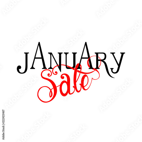 January Sale handmade font and lettering on white background vector illustration