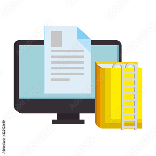 text book with stairs and display