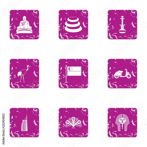 Immemorial icons set. Grunge set of 9 immemorial vector icons for web isolated on white background