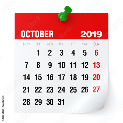 October 2019 - Calendar.