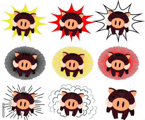 Powerful Wild boar to assault set