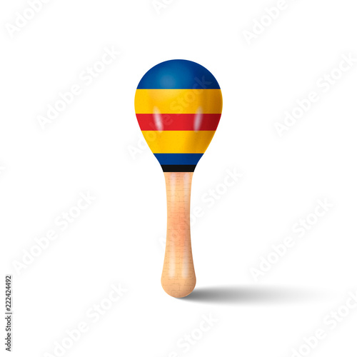 Child toy. Oldest shock-noise musical instrument. Maracas isolated on white background. Vector illustration.
