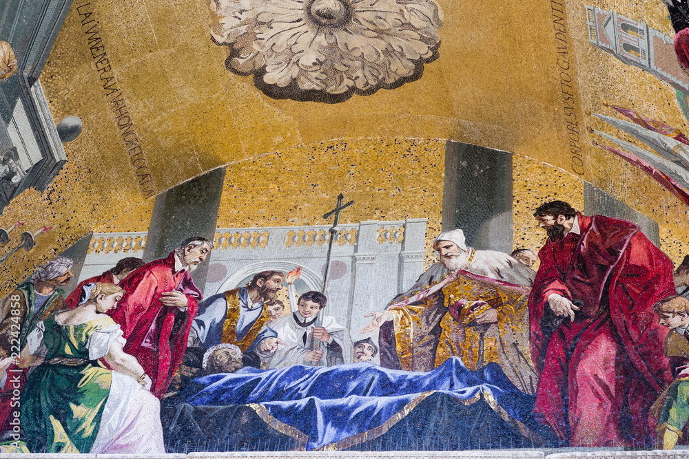 Naklejka premium Details of outside entrance to St Mark's Basilica in Venice, Italy