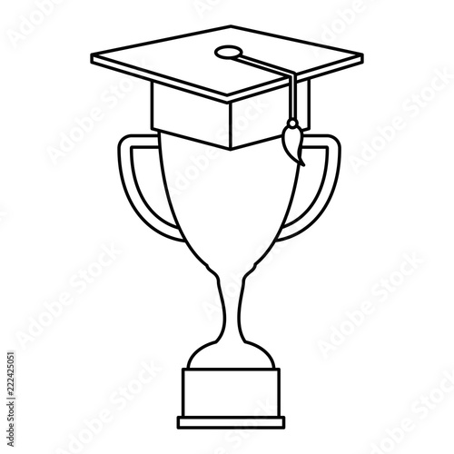 trophy cup with graduation hat