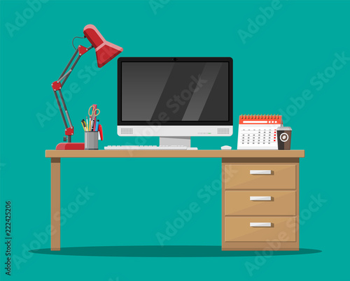 Office desk with computer