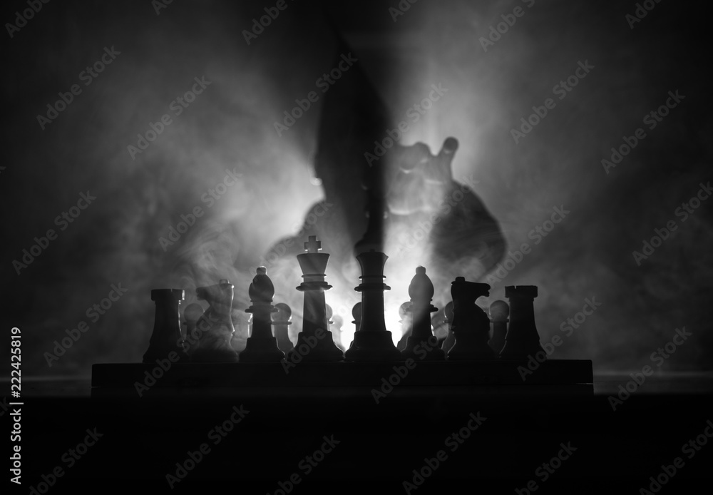 Wallpaper light, chess, black background, silhouettes, chess Board, bokeh,  blurred background, chess pieces for mobile and desktop, section разное,  resolution 5184x3888 - download