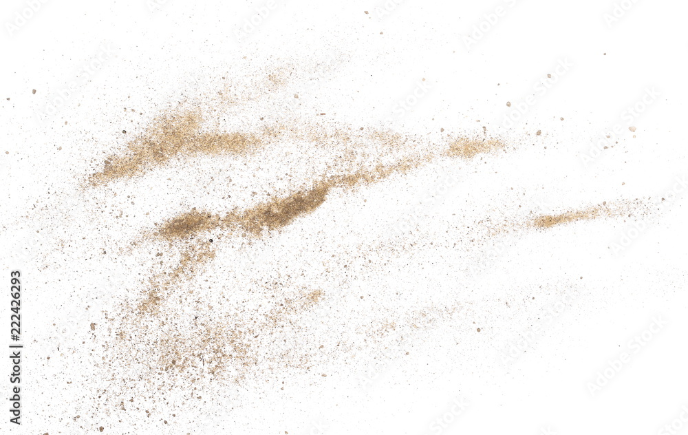 Dirt dust isolated on white background and texture, top view Dirt dust isolated on white background and texture, top view