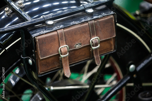 Fotografi Vintage motorcycle saddle bag