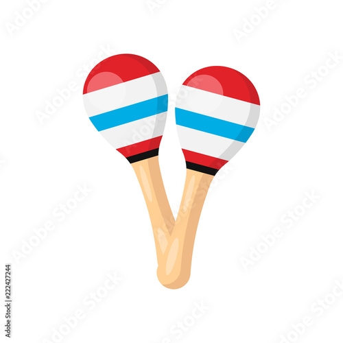 Child toy. Oldest shock-noise musical instrument. Maracas isolated on white background. Vector illustration.