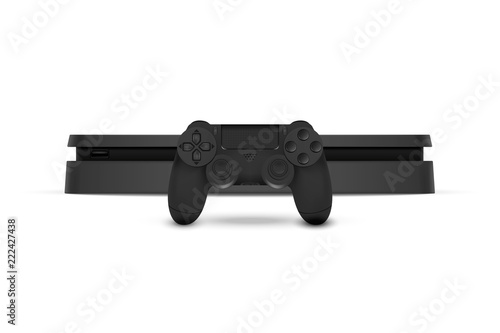 Game console with joystick isolated on white background. Vector illustration. © brovkoserhii