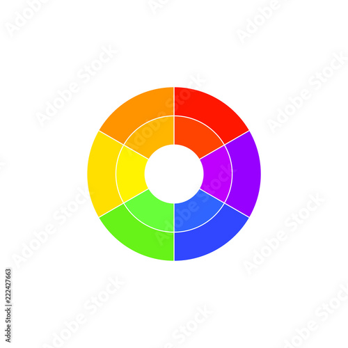 Simple color wheel icon isolated on white background. Circular logo with golor transitions.