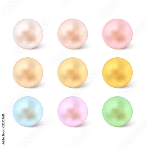 Pearl set isolated on white background. Vector illustration.