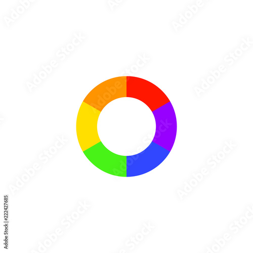 Simple color wheel icon isolated on white background. Circular logo with golor transitions.