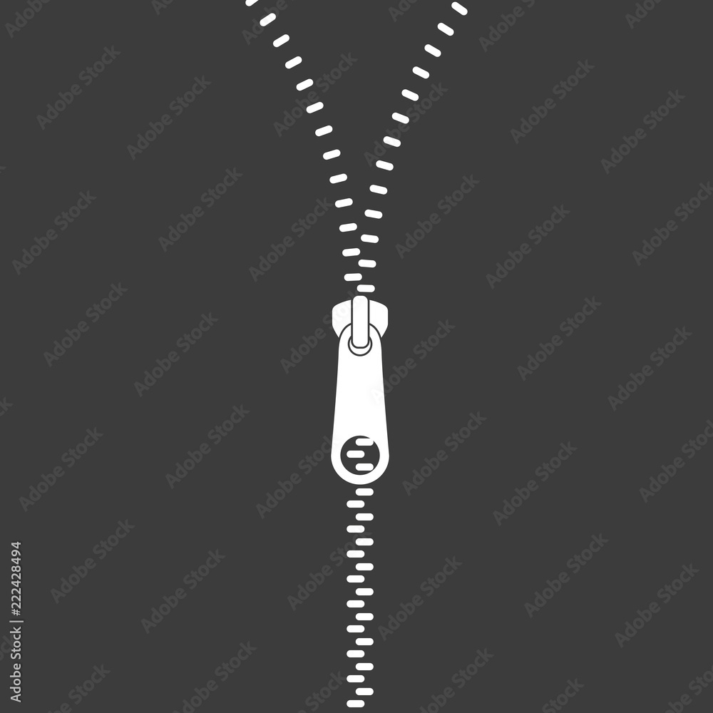 Icon zipper. Zippered lock and unlock. Closed and open zipper. Fastener. Vector illustration Icon zipper. Zippered lock and unlock. Closed and open zipper. Fastener. Vector illustration