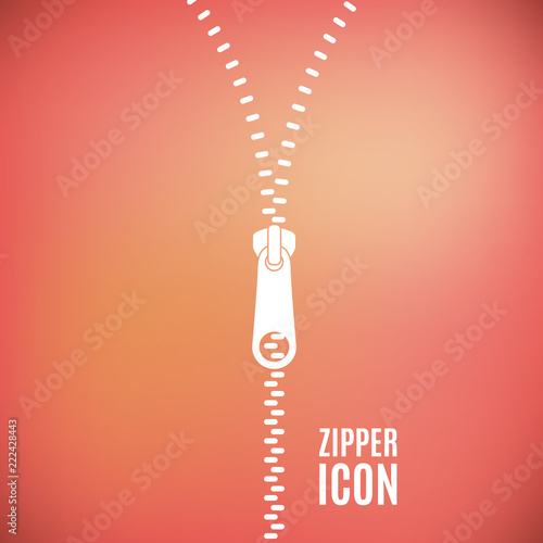 Icon zipper. Zippered lock and unlock. Closed and open zipper. Fastener. Blurred background. Vector illustration