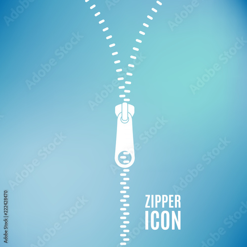Icon zipper. Zippered lock and unlock. Closed and open zipper. Fastener. Blurred background. Vector illustration